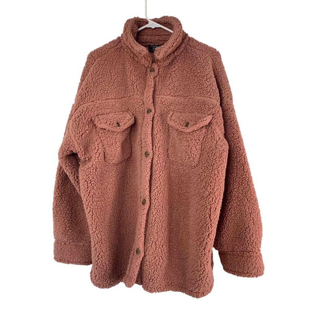 32 Degrees Heat Womens Sherpa Fleece Button Jacket XL/XXL Trucker Shacket